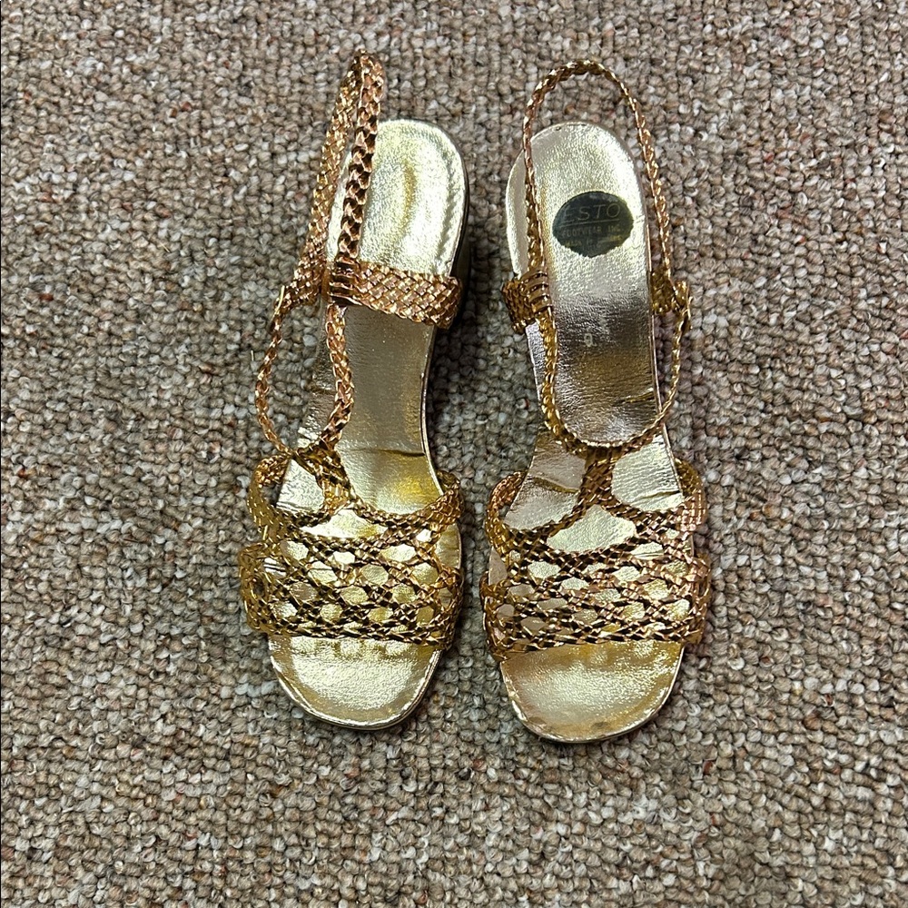 Metallic Braided Slingback Sandals in Gold - Women